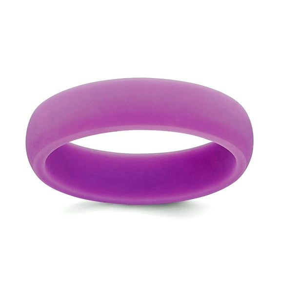 Silicone Purple 5.7mm Domed Band Size 5 Ring for Women and Men - .8 Grams