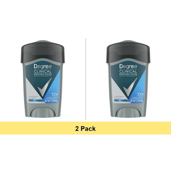 Degree Men Clinical Strength Antiperspirant Deodorant 96-Hour Protection Solid 1.6 oz - 2 Pack