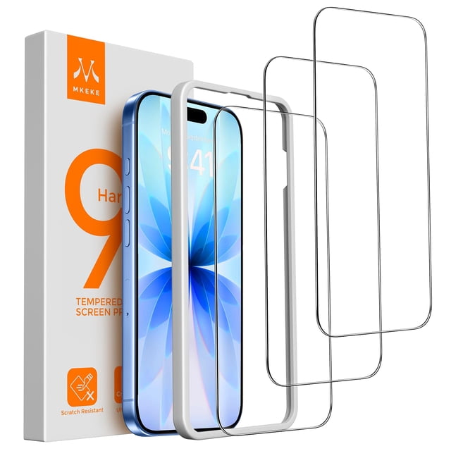 Protector de Pantalla Mkeke para iPhone 17 6.3" Paquete de 3 Vidrios Templados