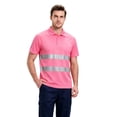 thumbnail image 5 of TOMVIGX Men's Polo Shirts Short Sleeve Reflective High Visibility Safety Moisture Wicking Shirts Outdoor Night Running Cycling Breathable Quick Dry Workout Shirts Pink XL, 5 of 5