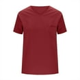 thumbnail image 3 of Stylish Olyvenn Women's Oversized T Shirts Short Sleeve V Neck Summer Tops Casual Loose Fit Textured Blouses Trendy Tee Shirt Wine XL, 3 of 7