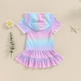 thumbnail image 5 of SXcggal Little Girls Swim Coverup Kids Rainbow Swimsuit Coverup Zip Up Beach Bathing Suit Hooded Bathrobe Beach Dress Beautiful Casual Breathable Girls Swimwear, 5 of 8