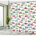 thumbnail image 5 of Ambesonne Nautical Shower Curtain, Cartoon Fishing Boats, 69"Wx84"L, Multicolor, 5 of 5