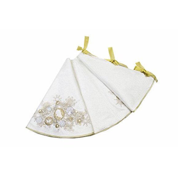 Manor Luxe ML17120 Jupe d'Arbre de Noël, 56 Pouces Ronde, Blanc Hiver