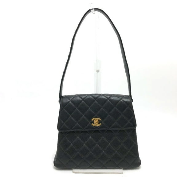 Pre-Owned CHANEL Coco Mark Matelasse CC Shoulder Bag in Caviar Leather, Women's, Black (Good)