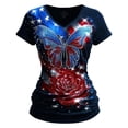 thumbnail image 5 of Iaqnaocc 250 Anniversary Usa Shirt for Women 4th Of July Summer Casual V-Neck Vintage Shirts Patriotic American Flag Butterfly Festival Short Sleeve Tee Tops Wine XL, 5 of 6