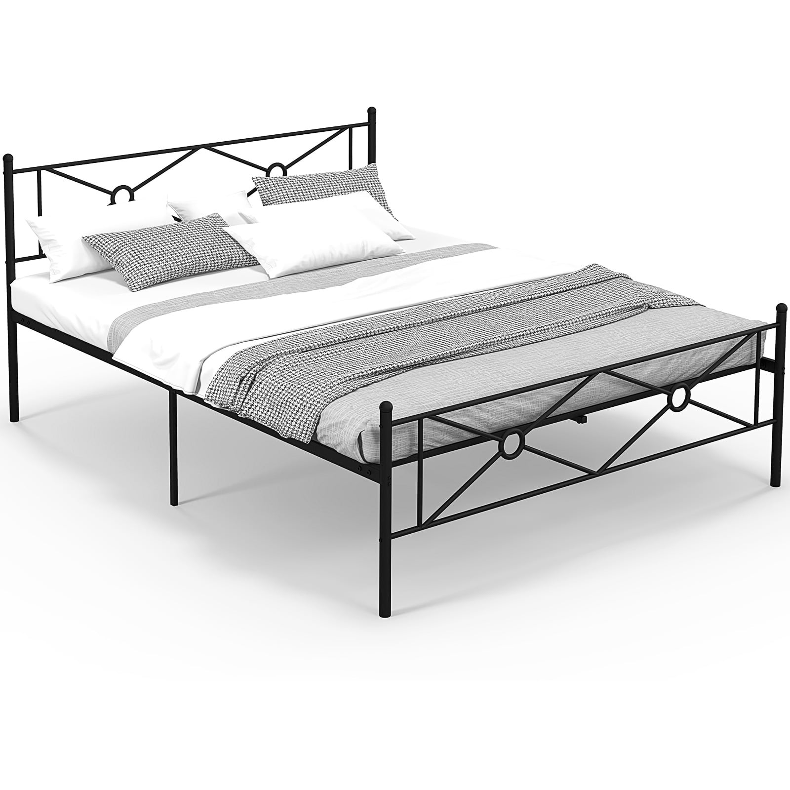 Giantex Queen Size Metal Bed Frame, Platform Steel Slat Support Basic Mattress Foundation, No Box Spring Needed, Noise Free