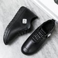 thumbnail image 4 of IAJDKMEK Lace-Up Board Shoes for Women - Spring Tie Thick Sole Slip On Shoes Women Casual Soft Leather Walking Shoes Women Easy Street Daily,Black 140, 4 of 5