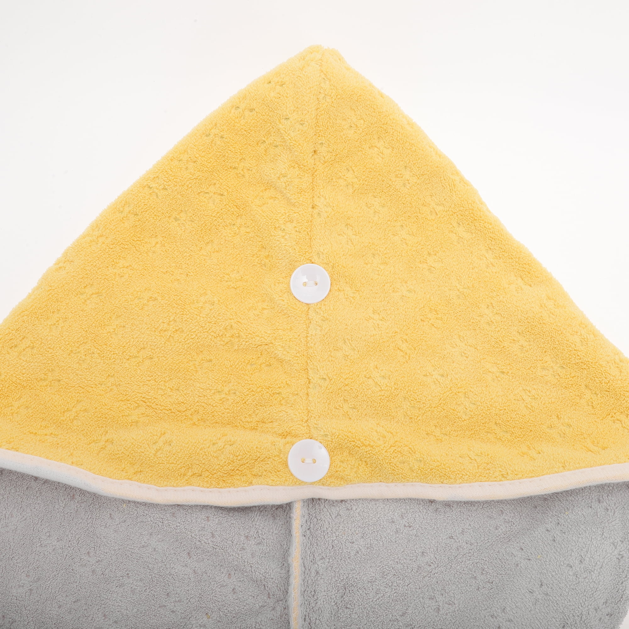 Unique Bargains 1pc Water-absorbent Two Colors Hair Towel 9.45"x 25.59" Yellow, Gray