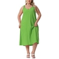 thumbnail image 1 of Vestido de verano sin mangas de talla grande para mujer Agnes Orinda, vestido maxi casual de tirantes, 1X verde hierba, 1 of 6