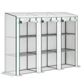 thumbnail image 1 of Outsunny Lean-to Mini Greenhouse w/ 3 Tier Shelves, 3 Roll-Up Doors, White, 1 of 10