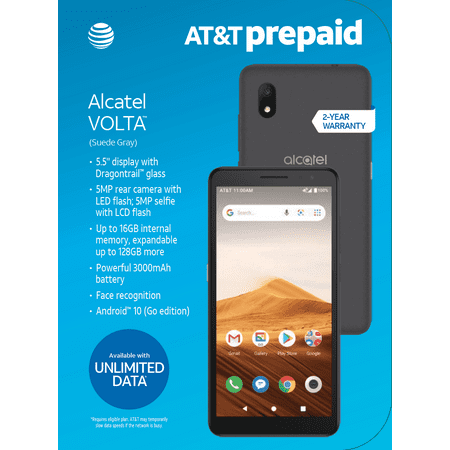 AT&T Alcatel Volta, 16GB, Suede Gray - Prepaid Smartphone