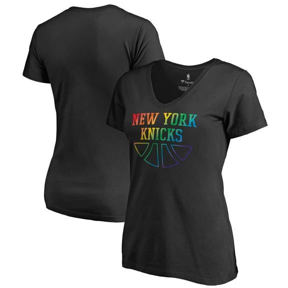 Women's Black New York Knicks Team Pride Wordmark V-Neck T-Shirt
