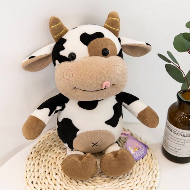 Peluche de vaca arpía de 30 cm: adorable vaca dormida for niños, regalo de cumpleaños perfecto.