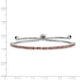 thumbnail image 2 of Sterling Silver Rhodium-plated January Birthstone Red Cubic Zirconia Adjustable Bracelet, 2 of 5