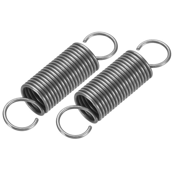 Uxcell Extension Spring, 2pcs Wire Diameter 0.04", OD 0.4", Free Length 1.6" Spring Steel Dual Hook Tension Springs, Grey