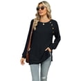 thumbnail image 1 of KYAIGUO T-Shirt Décontracté à Manches Longues pour Femmes Tunique Chandail en Molleton Hauts S-2TG Col Rond T-Shirts Blouses, 1 of 9