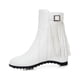 thumbnail image 5 of NECHOLOGY Botas Mujer Adulto Femenino Zapatos Botines mujer Botas de realce interior con cremallera lateral y hebilla de cinturón con borlas de cuero de color sólido para mujer (White, 8.5), 5 of 7