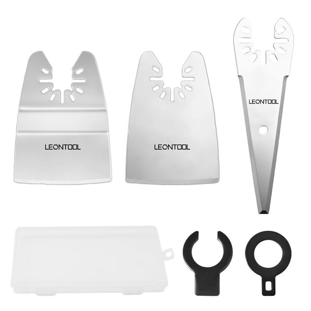 6PCS Oscillating Tool Scraper Blades, Universal Oscillating Multitool Blades - Tapered Curved Flexible Scrapers with Adapters for Scraping Cutting Removing Carpet Tile Paint Caulk Adhesive