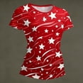 thumbnail image 2 of longantii 4th Of July Shirts Women American Flag Print Short Sleeves T-Shirts Modern Fit Patriotic Crew-Neck Tunic Tops Summer 2026 Pullover Color-Blocking Outfits Red 3XL, 2 of 7