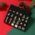 thumbnail image 3 of TINYSOME 12 Pairs Tiny Stud Earring Set Cute Xmas Crutch Bow Snowflake Wreath Tree Earring Crystal Piercing Earring for Women, 3 of 6