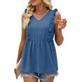 thumbnail image 5 of TrendVibe365 Summer Tank Tops for Women Tunic Ruffle Plain Patchwork Shirts Sleeveless Tees Blouse V Neck Tshirts Loose Fit Pullovers Clothes, 5 of 9