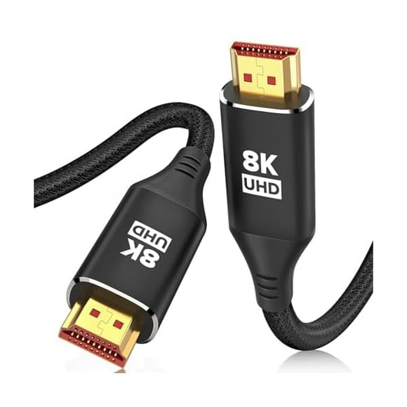 8K HDMI 2.1 Cable 25FT, 48Gbps Ultra High Speed Black Braided HDMI Cord - Get 4k @ 120Hz On PS5 - Supports 8k @ 60Hz, HDR, eArc, Dolby Vision, & More