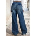 thumbnail image 5 of Womens Drawstring Waist Wide Leg Shirred Jeans with Pockets Casual Everyday Loose Fit Denim Pants Slightly Stretchy, 5 of 8
