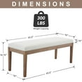 thumbnail image 2 of chairus Padded Entryway Bench Linen Upholstered Dining Table Benches Farmhouse Shoe Bench Seat for Hallway Bedroom End of Bed Vintage 45.5" Wooden Leg Benches for Kitchen Restaurant Window, Beige, 2 of 9
