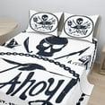 thumbnail image 2 of Ambesonne Vintage Fitted & Top Sheet Set with Shams, Nautical Pirate Skull, Dark Blue White, 2 of 8