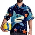 thumbnail image 4 of Starry Shark Men's Short Sleeve Hawaiian Poplin Shirt, Casual Printed Button Down Summer Beach Shirts - Unisex, 4 of 6