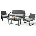 thumbnail image 4 of Lofka Outdoor Patio Furniture Set Clearance with Wicker Chairs and Tempered Glass Table for Balcony or Garden Porch, Gray Cushions, 4 of 10