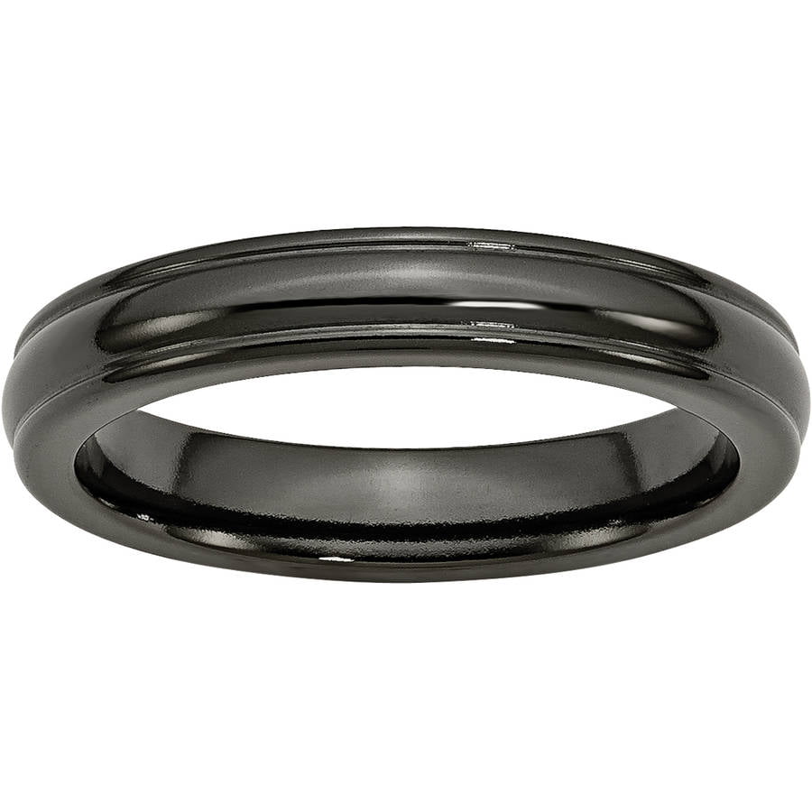 Wedding Bands Classic Bands Domed Bands w/Edge Titanium Black Ti Domed 4mm Polished Rounded Edge Band Size 7 