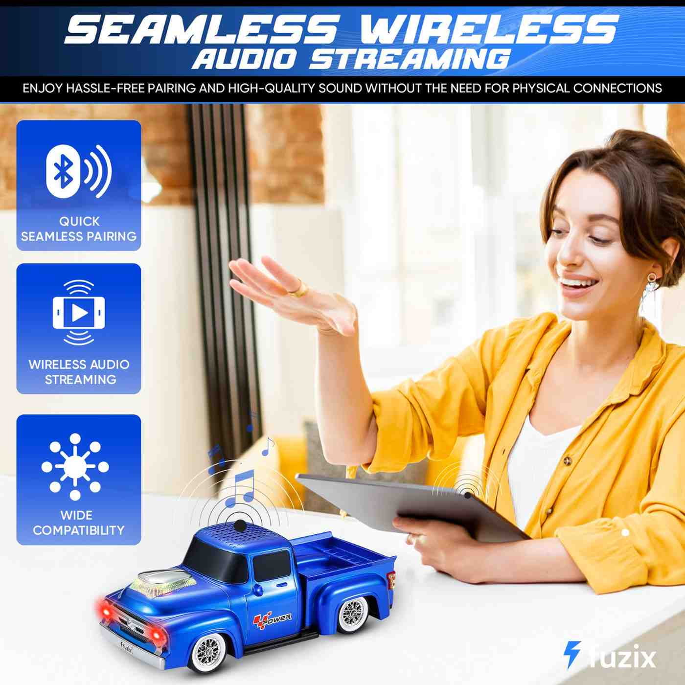 Fuzix WS-538 Car Bluetooth Portable Speaker with LED AUX USB FM Rechargeable