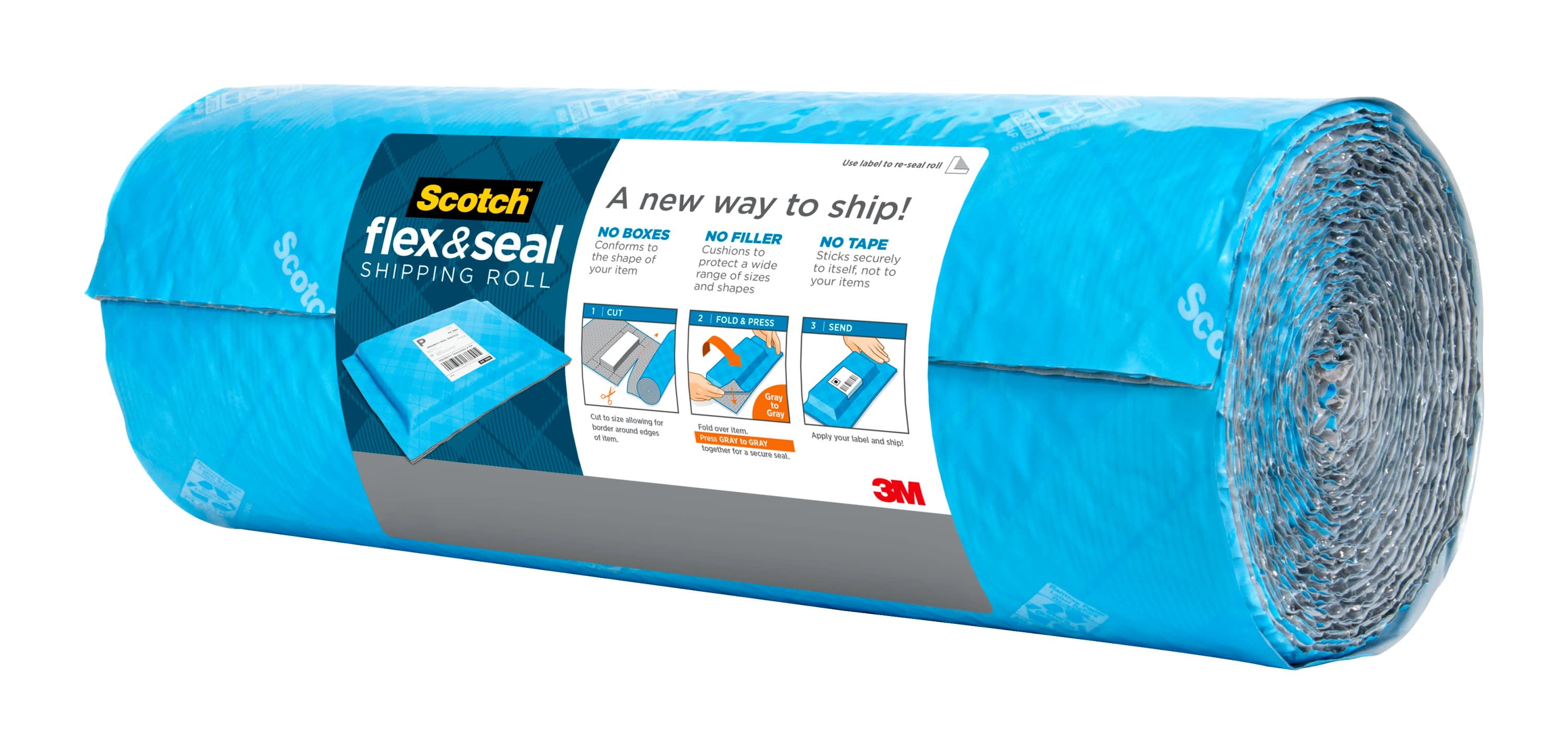 Scotch Flex & Seal Shipping Roll Bubble Mailers Poly Bags Simple Packaging Alternative to Cardboard Boxes 20 Ft x 15 in Cushioning 2 Pack 
