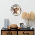 thumbnail image 3 of Rustic Brown Glass Wall Clocks Battery Operated 12 Inch Highland Cow Clock for Bathroom Bedroom Living Room Funny Round Analog Wall Clock, 3 of 7
