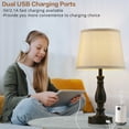 thumbnail image 6 of NATYSWAN Table Lamps Set of 2, Lamps for Bedroom with USB Charging Ports, 3 Way Dimmable Touch with Linen Lampshade, Modern Small Lamp for Nightstand, Living Room (Bulbs Included), 6 of 8