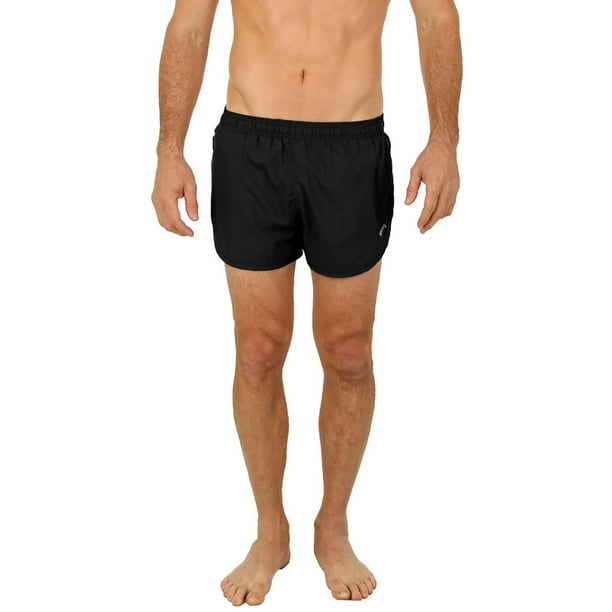 UZZI UZZI Mens Swim Trunks Nylon Boxer Running Shorts, Black, Size