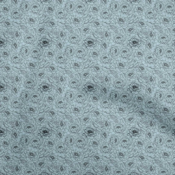 oneOone Viscose Jersey Grayish Blue Fabric Floral Sewing Fabric By The Yard Printed Diy Clothing Sewing Supplies 60 Inch Wide