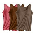 thumbnail image 3 of Wdfiry 3PC Women's Tank Top with Built in Bra Sleeveless Wide Shoulder Strap Camisoles Basic Cami Tanks Summer Padded Bra Undershirt for Workout Sleeping Traveling, 3 of 3