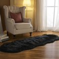 thumbnail image 2 of Faux Fur Sheepskin Rug ,Home Area Rug for Bedroom, Fluffy Small Fur Rug, Fuzzy Shaggy Rug for Living Room ,2 x 6 Feet,Black, 2 of 5