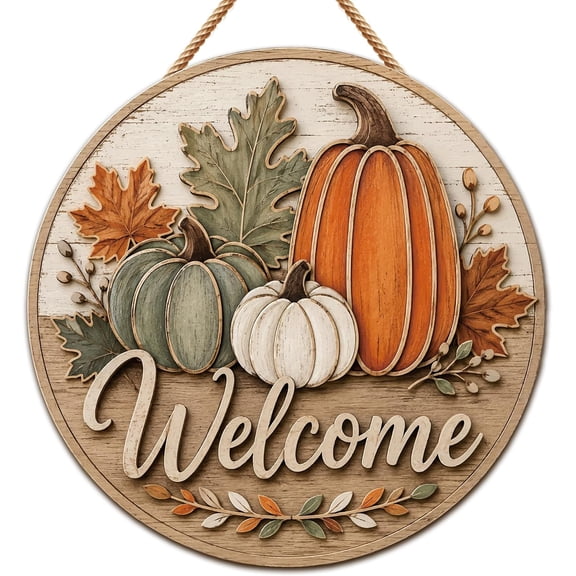 cbzote Fall Decorations for Home - Fall Thanksgiving Welcome Sign for Front Door,Orange White,one size,halloween decoration