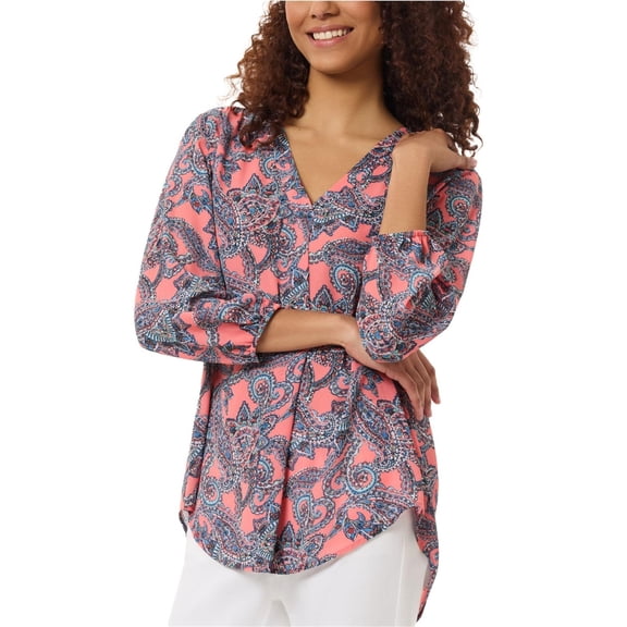 Jones New York Womens Paisley Tunic Blouse, Multicoloured, Petite, P/PS