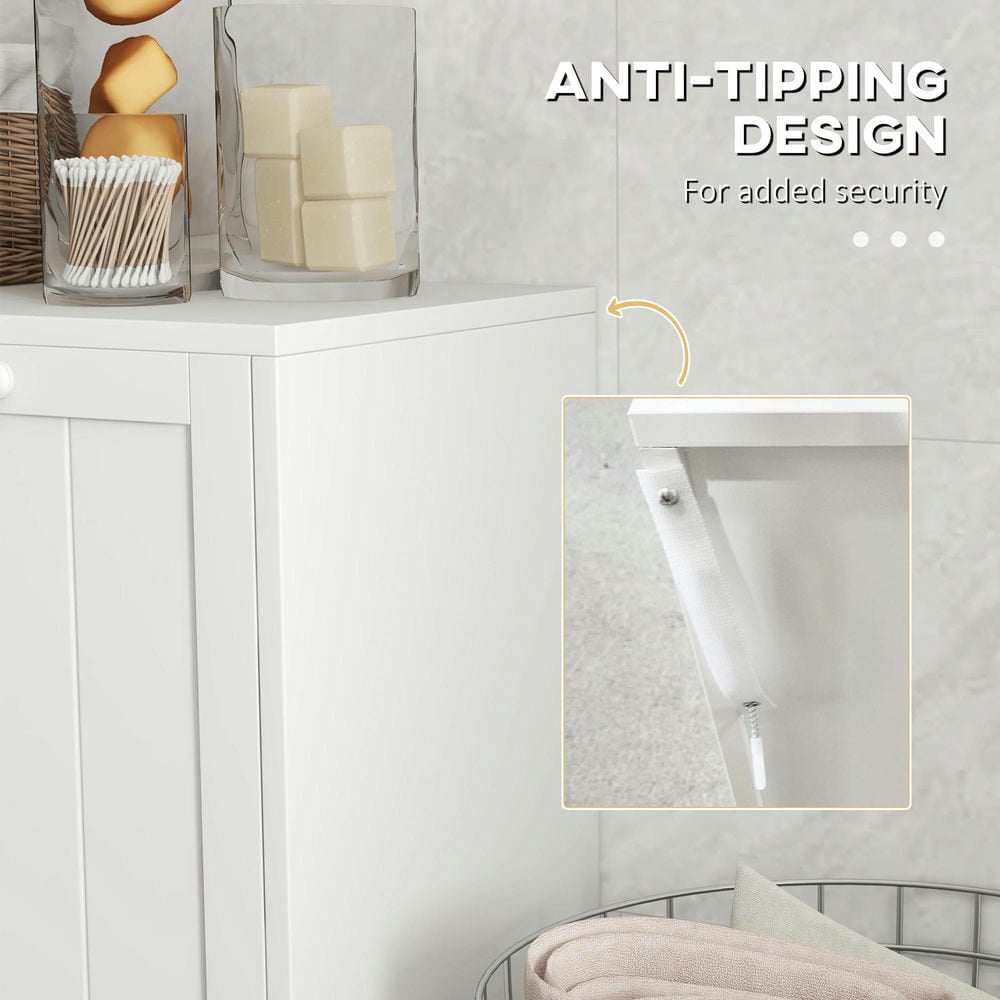 Barara King Laundry Hamper, Laundry Hamper Cabinet,Bathroom Tilt-out Laundry Storage Cabinet with 2 Compartment Hampers, White