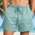 thumbnail image 2 of ZVNAΖH Men's Linen Comfy Drawstring Casual Elastic Waist Pure Color Shorts Summer Beach Lightweight Short Pants with Pockets, S-4XL, 2 of 7