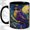 Black, variant on Stained Glass Owl Accent Mug, 11oz Ceramic Coffee Cup for Bird Lovers