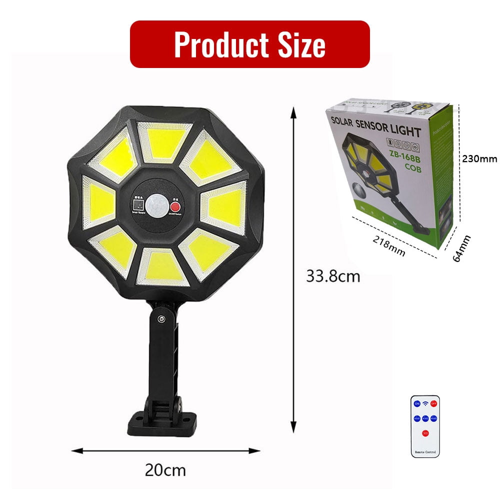 Outdoor Waterproof Solar Light, 168LED 6500K Flood Light, Dusk to Dawn, 8-Sided Solar Flood Light with Motion Sensor, IP66 Waterproof Solar Parking Light for Yard, Pool