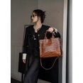 thumbnail image 4 of Genuine Cowhide Leather Women Tote Bag,Crocodile Embossed Crossbody Shoulder Purse, Purse for Work, 4 of 8