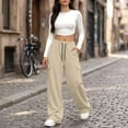 thumbnail image 2 of Resicozy Parachute Cargo Pants Women Lightweight Baggy Hiking Pants Y2k Drawstring Elastic Waist Pants with Pockets Beige S, 2 of 7