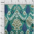 thumbnail image 2 of oneOone Cotton Cambric Teal Green Fabric Asian Ikat Sewing Material Print Fabric By The Yard 56 Inch Wide, 2 of 4